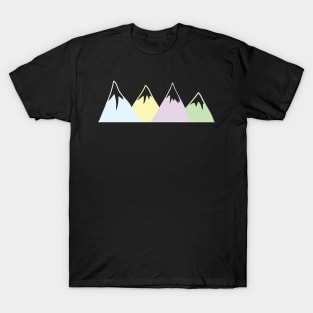 Pastel Yellow Pink Blue Green Mountains stickers T-Shirt